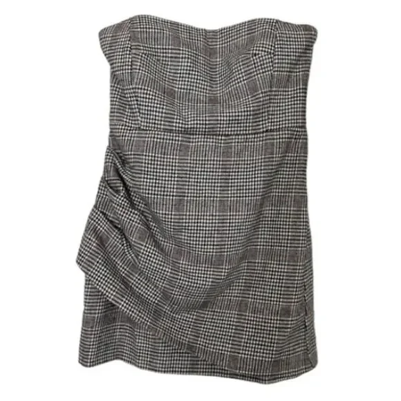 ‼️SOLD‼️HOUSE OF HARLOW NWT Gray Strapless Wool Blend Houndstooth Mini Dress - Picture 13 of 16